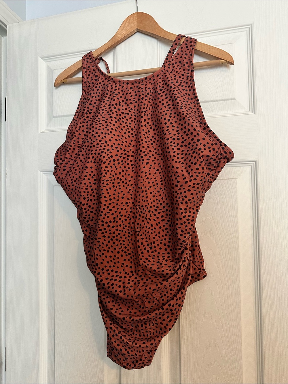 NWOT Rust Brown Polka Dot one piece bathing suit.
